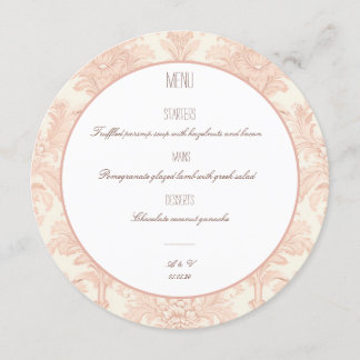 Menu Vintage Menu Casamento tema damasco Round