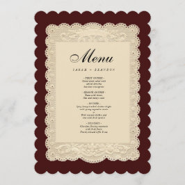 Menu Vintage Paper Lace Burgundy Wedding