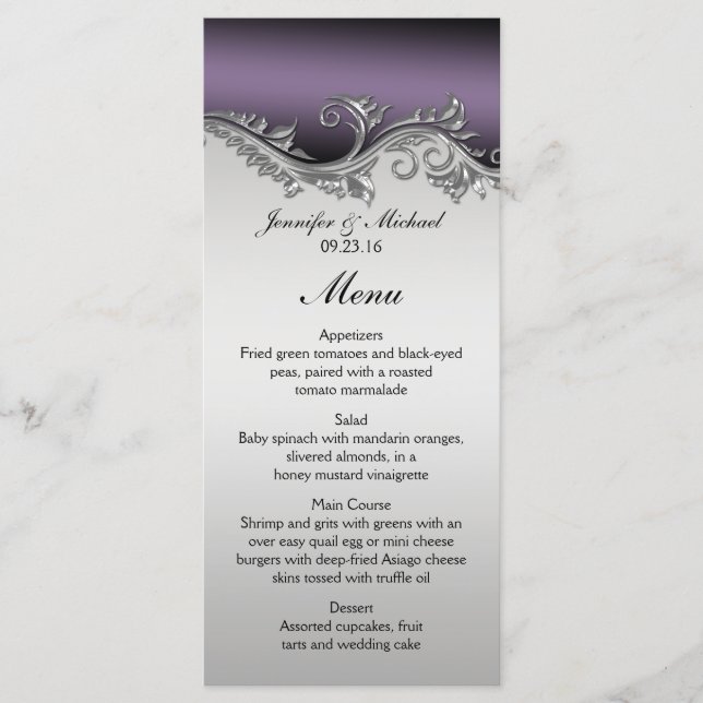 Menu Vintage Purple Black and Silver (Frente)
