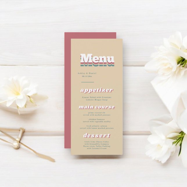 Menu Vintage Retro 70s Groovy Modern Wedding (Criador carregado)