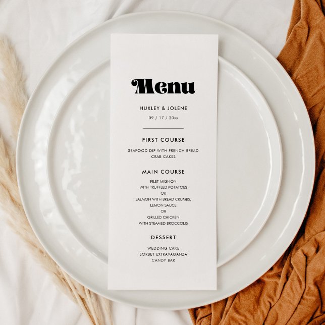 Menu Vintage retro script casamento (Criador carregado)