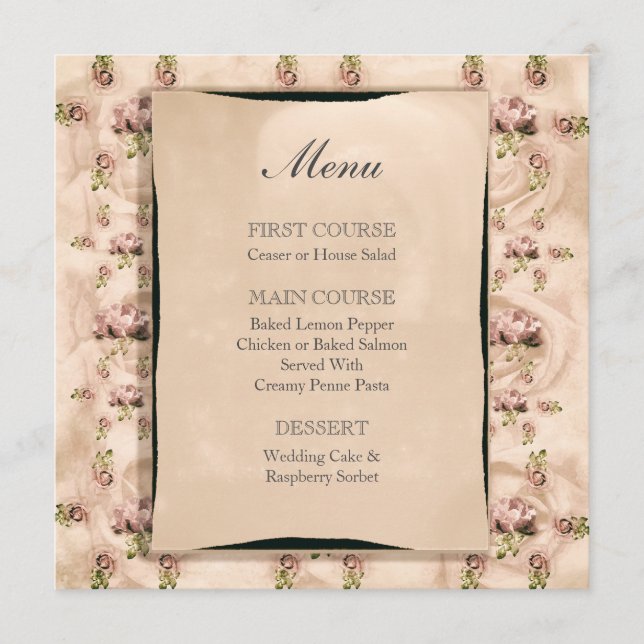 Menu Vintage Rosa Wedding (Frente)
