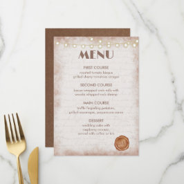 Menu Vintage Rustic Watercolor Lights Romântica String