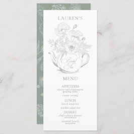 Menu Vintage Sage Chá de Chá Botânico Verde