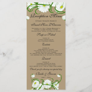 Menu Vintage White Gerber Daisy Flowers
