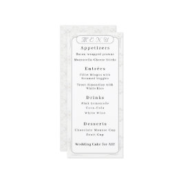 Menu Vintage White Lace Weding