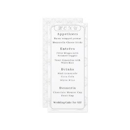 Menu Vintage White Lace Weding