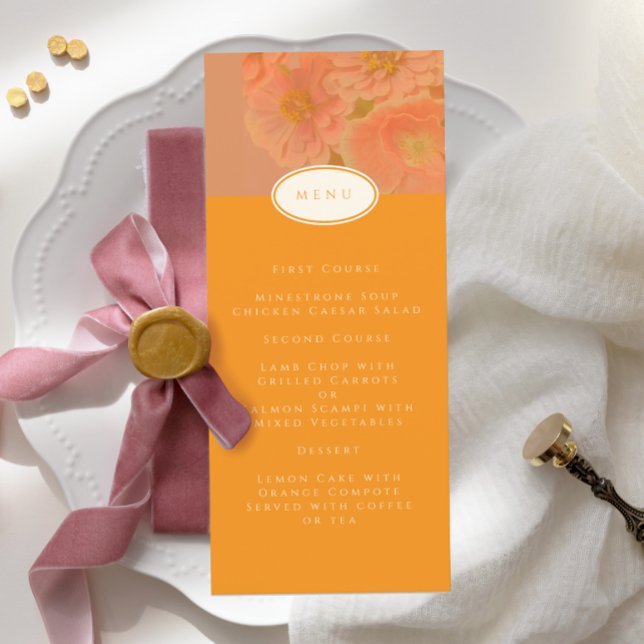 Menu Vintage Wildflower Pink Poppy Casamento (Criador carregado)