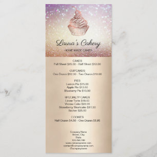 Menu Vintagem Rústica do Cupcake de Cakes & Sweets