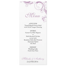Menu Violet do Swirl de Filigree