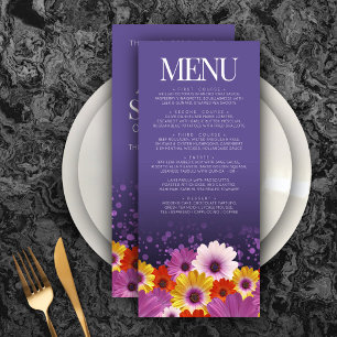 Menu Visitas Elegantes com Casamento com Glitter Roxo