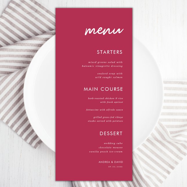 Menu Viva Magenta - Homens Jantes Minimalistas De Casam (Criador carregado)