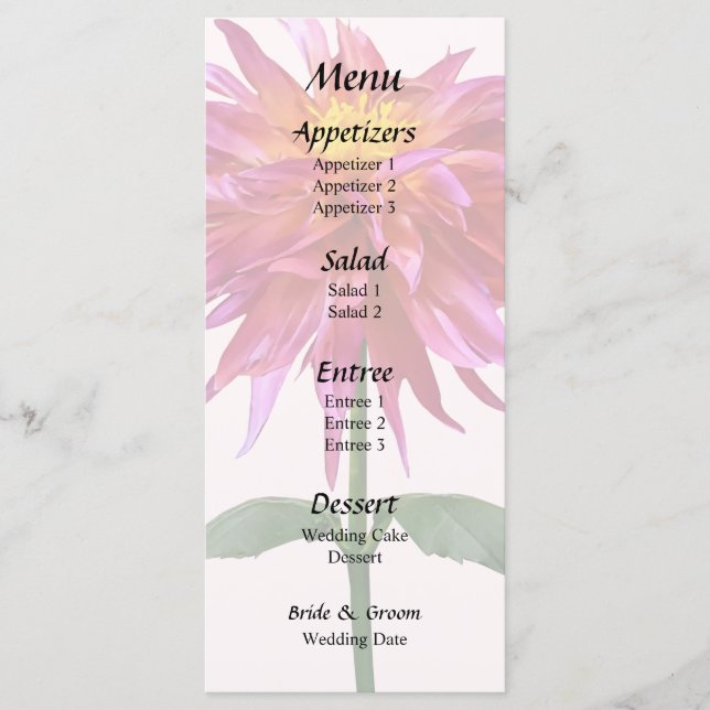Menu Vivid Pink Dahlia (Frente)
