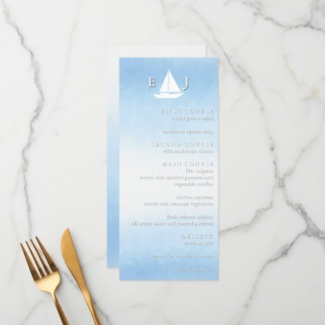 Menu Water Meets Sky Watercolor Wedding (Frente/Verso In Situ)