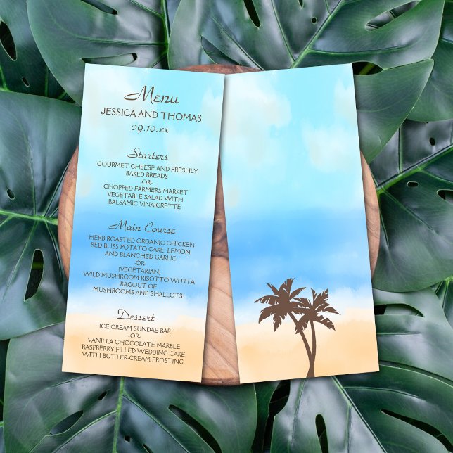 Menu Watercolor Beach Wedding Collection (Criador carregado)
