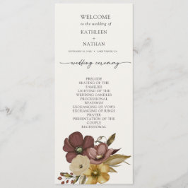 Menu Watercolor Boho Neutral Wedding Program