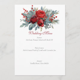 Menu Watercolor Burgundy & Blush Roses wedding