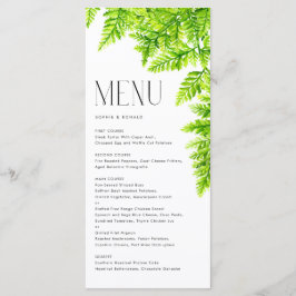 Menu Watercolor Chartreuse Green Fern Deixa Casamento