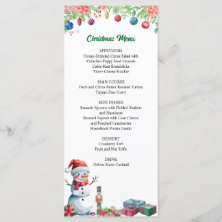 Menu Watercolor Christmas Holiday Party