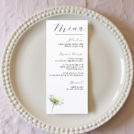 Menu Watercolor Daisy Elegant Floral Wedding