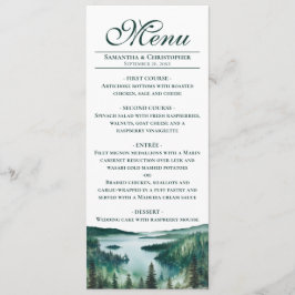 Menu Watercolor Lake Tahoe Elegant Rustic Wedding