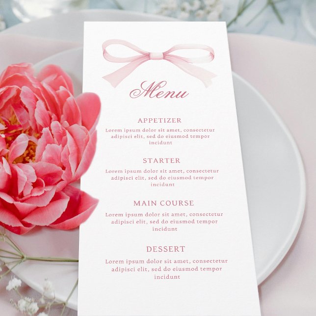 Menu Watercolor Pink Bow Classic (Criador carregado)