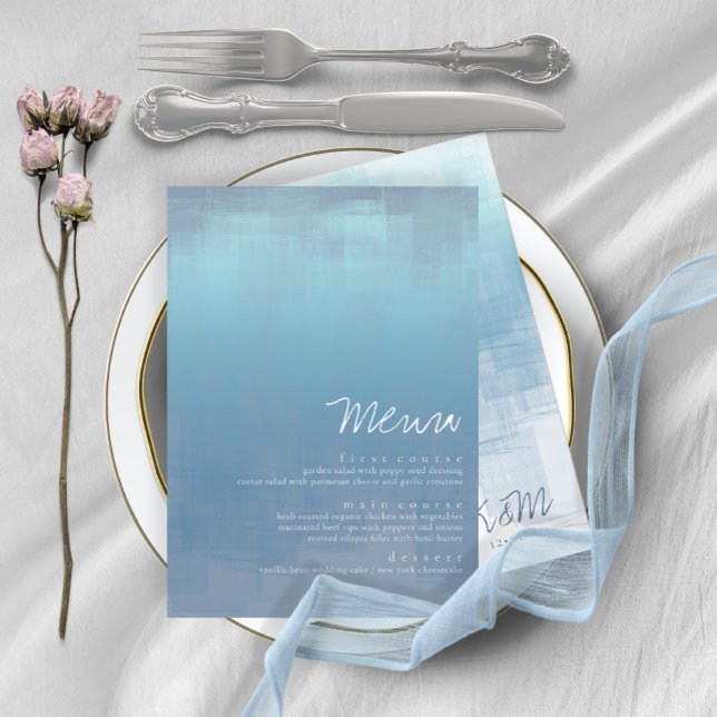 Menu Watercolor Refletions Wedding Dusty Blue ID774 (Criador carregado)