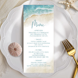 Menu Watercolor Summer Ocean Beach Wedding