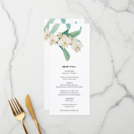 Menu Watercolor White Orchids Floral Wedding