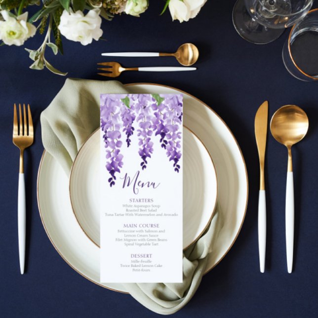 Menu Watercolor Wisteria | Casamento (Criador carregado)