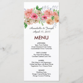 Menu watercolors Florals Modern Botanical Wedding