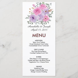 Menu watercolors Florals Modern Botanical Wedding