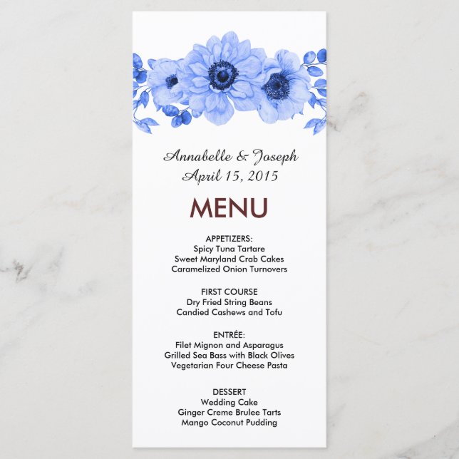 Menu watercolors Florals Modern Botanical Wedding (Frente)