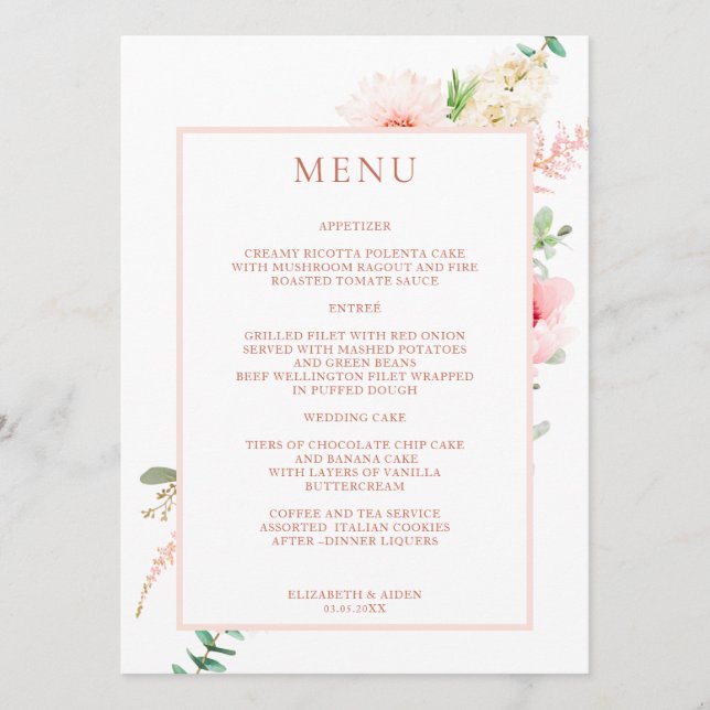 Menu Watercolour Botanical Spring (Frente)