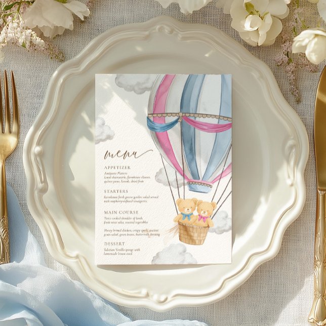 Menu We Can Bearly Wait Twins Baby Shower  (Criador carregado)