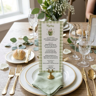 Menu We Love You So Matcha Green Gingham Hearts