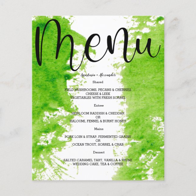 MENU WEDDING de Aquarela Orçamental. Folheto (Frente)
