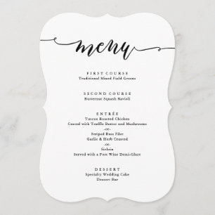 Menu Wedding simples da tipografia do roteiro