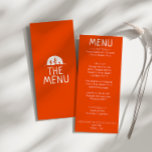 Menu Western Burnt Orange Hand Desenhou Casamento Moder<br><div class="desc">Um cardápio de janto retro de casamento laranja queimado ocidental. Que apresenta o design modelo chic do boho vintage terracotta queimado fundo laranja e cardápio branco escrito em negrito com planta de cacto desenhada à mão. E a mão desenhou o místico tribal de olho nas costas. Perfeito e compatível com...</div>