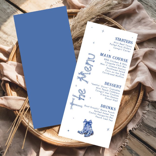 Menu Western Themed Bachelorette Weekend Party Blue (Criador carregado)