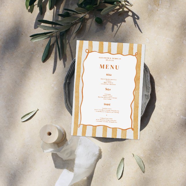 Menu Whimsical Amore & Aranci | Casamento (Criador carregado)