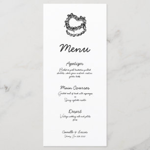 Menu Whimsical Drawn Cake Wedding