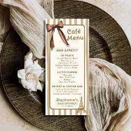 Menu Whimsical French Coffee Shop Themed Paris Cafe 