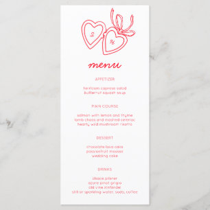 Menu Whimsical Heart Locket Doodle Sketch Modern CUSTOM