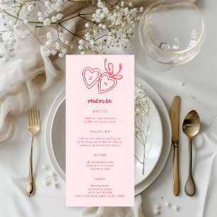 Menu Whimsical Heart Locket Doodle Sketch Modern CUSTOM