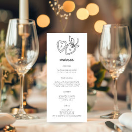 Menu Whimsical Heart Locket Doodle Sketch Modern CUSTOM