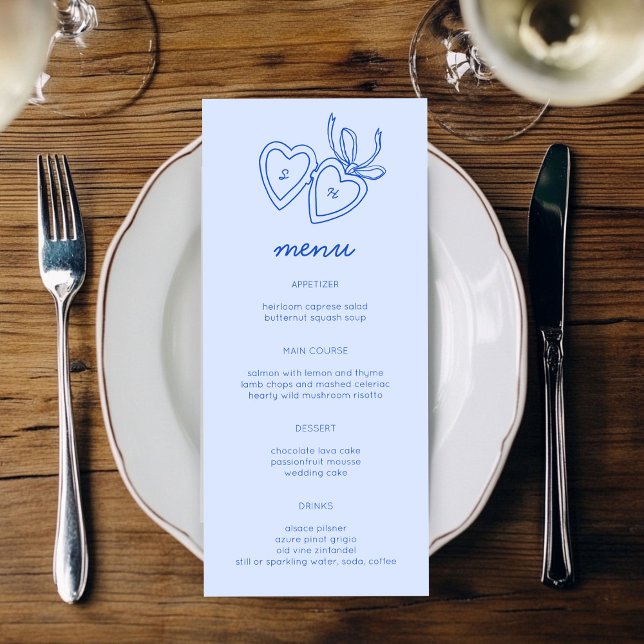 Menu Whimsical Heart Locket Doodle Sketch Modern CUSTOM (Whimsical Heart Locket Doodle Sketch Modern CUSTOM Wedding Engagement Menu
)