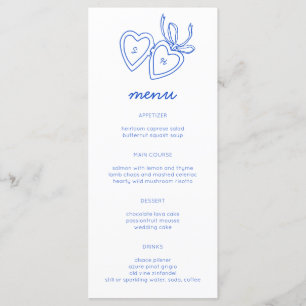 Menu Whimsical Heart Locket Doodle Sketch Modern CUSTOM