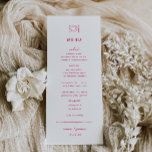 Menu Whimsical Pink Doodle Wedle<br><div class="desc">Janto Whimsical Setting Doodle, menu de casamento. Características, Tipografia Cerise Pink com padrão de faixa de rosa claro.</div>