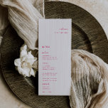 Menu Whimsical Pink Place<br><div class="desc">Um minimalista branco rosa, cartão de visita de casamento e cardápio. Recursos, tipografia rosa brilhante e planos de trilha de rosas claro. Fontes e cores de fundo podem ser personalizadas. Observe que os nomes de convidados devem ser inseridos e adicionados ao seu carrinho individualmente.</div>